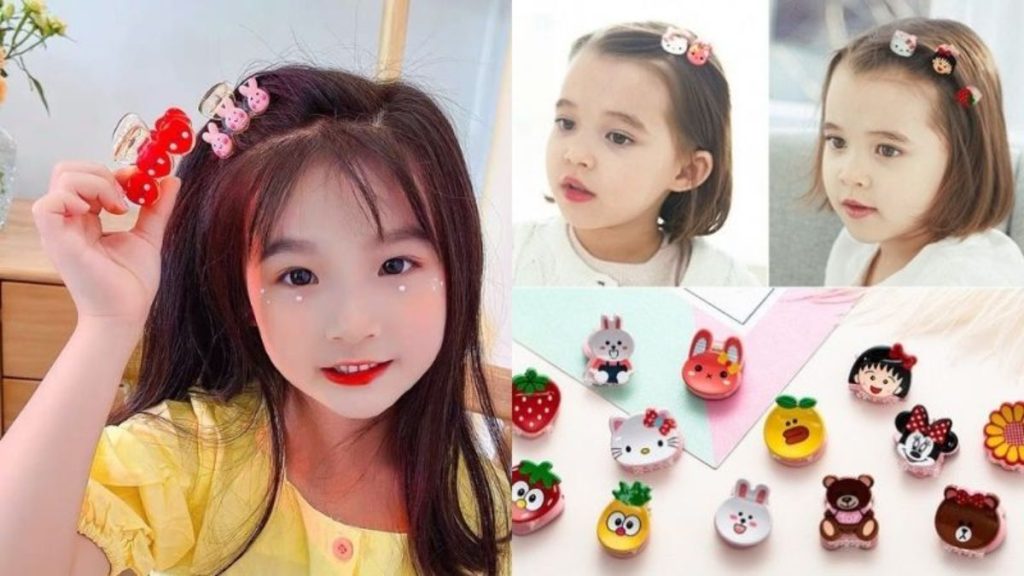 Cách kẹp tóc càng cua phần mái cho bé